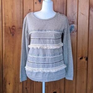 Ruffle Tassel Entro Cream Sweater Small Ribbon